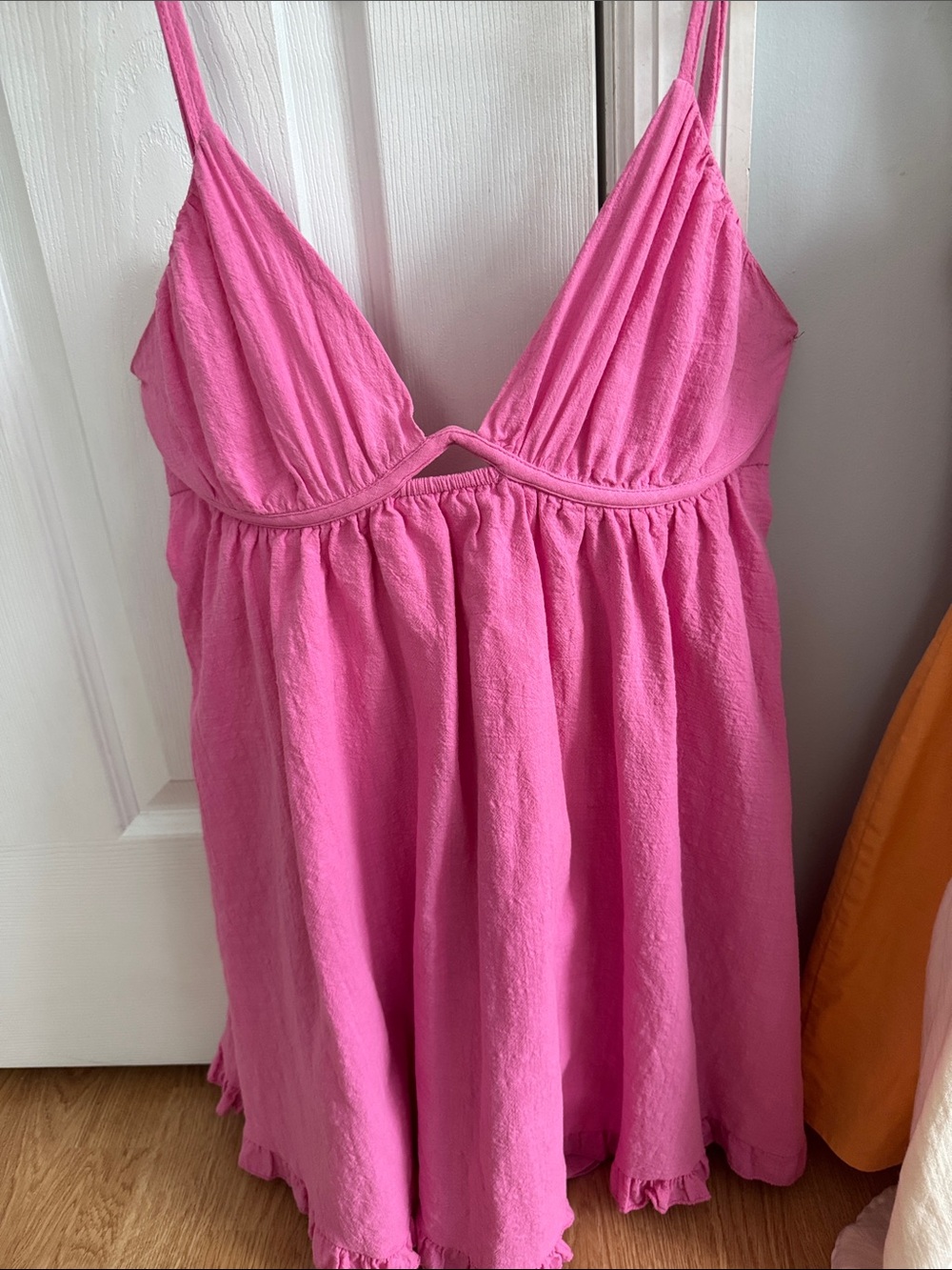 Pink Spaghetti-Strap Summer Dress
